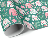 Preppy Roze & Groene Lelijke Kersttruien Cadeaupapier (Rol Hoek)
