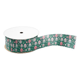Preppy Roze & Groene Lelijke Kersttruien Grosgrain Lint