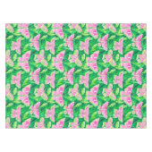 Preppy Roze & Groene Moth Lente Zomer Tafelkleed (Voorkant (Horizontaal))