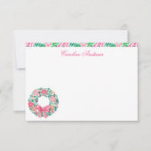 Preppy Roze & Groene Palm Beach krans Bedankkaart (Voorkant)