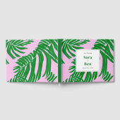 Preppy roze + groene palmboom bruiloft gastenboek (Volledig)