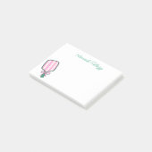 Preppy Roze & Groene Pickleball Gepersonaliseerd Post-it® Notes (Schuin)