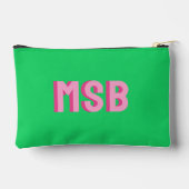 Preppy Roze Groene Schaduw Blok Monogram, Op Maat Etui (Achterkant)