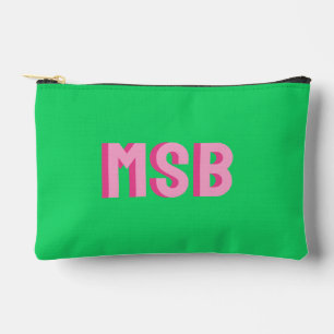 Preppy Roze Groene Schaduw Blok Monogram, Op Maat Etui