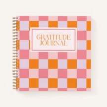 Preppy Roze Herfst Schachbrett Dankbaarheidsdagboe