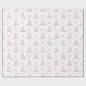 Preppy Roze Hortensia met Roze Boog Trellis Cadeaupapier (Vlak)