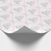 Preppy Roze Hortensia met Roze Boog Trellis Cadeaupapier (Hoek)
