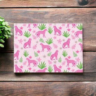 Preppy Roze Jachtluipaarden Bloempatroon Notitiekaartje
