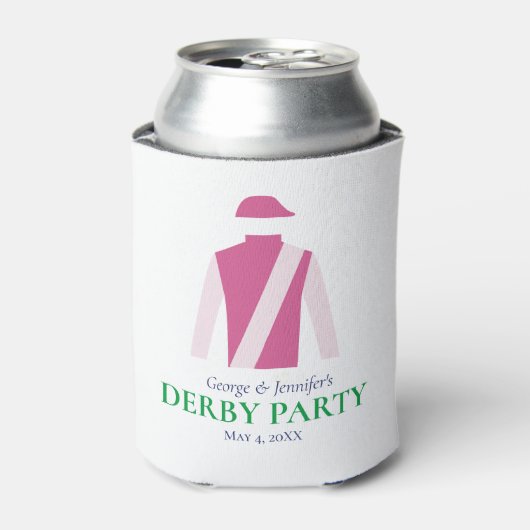 Preppy Roze Jockey Silks Derby Party Personalisere Blikjeskoeler (Blikje Voorkant)