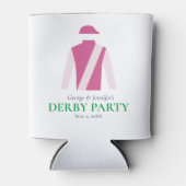 Preppy Roze Jockey Silks Derby Party Personalisere Blikjeskoeler (Voorkant)