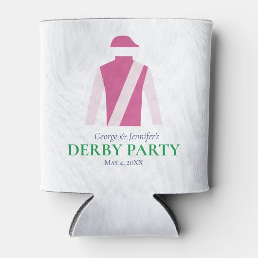 Preppy Roze Jockey Silks Derby Party Personalisere Blikjeskoeler (Voorkant)
