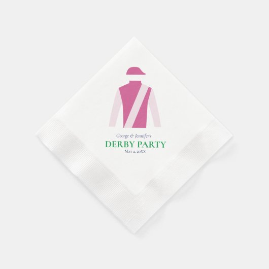 Preppy Roze Jockey Silks Derby Party Personalisere Servet (Hoek)
