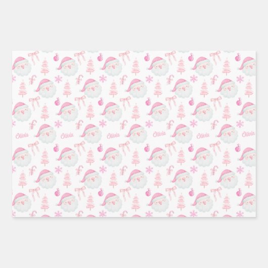 Preppy Roze Kerst inpakpapier (Voorkant)