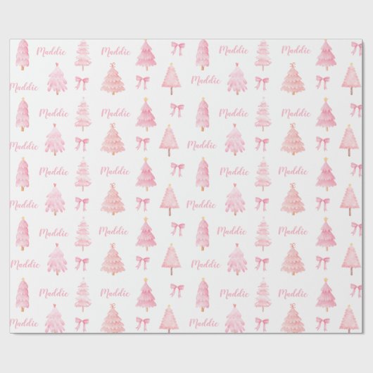 Preppy Roze Kerst inpakpapier (Vlak)