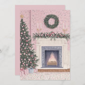 Preppy Roze Kerst Kaart (Voorkant / Achterkant)
