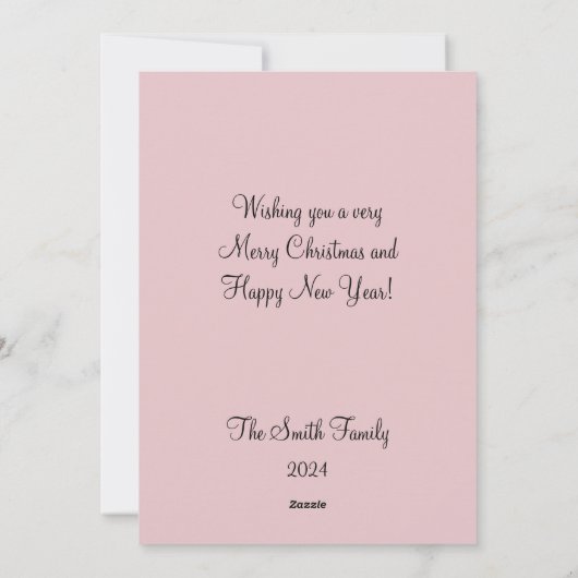 Preppy Roze Kerst Kaart (Achterkant)