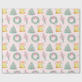 Preppy Roze Kerst Notenkraker Print Cadeaupapier (Vlak)