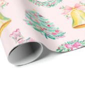 Preppy Roze Kerst Notenkraker Print Cadeaupapier (Rol Hoek)