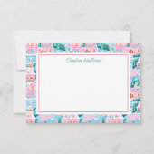 Preppy Roze Kerstdorp gepersonaliseerd Bedankkaart (Voorkant)