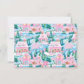 Preppy Roze Kerstdorp gepersonaliseerd Bedankkaart (Achterkant)