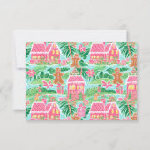 Preppy Roze Kerstmis Gingerbread Gepersonaliseerd Bedankkaart (Achterkant)