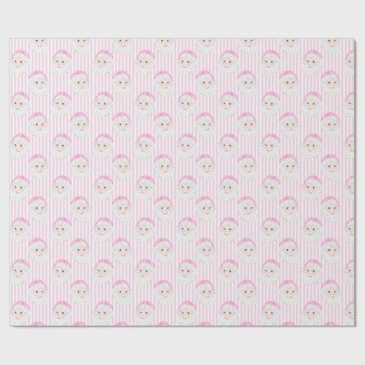 Preppy  roze kerstmuts roze strepen cadeaupapier (Vlak)