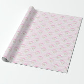 Preppy  roze kerstmuts roze strepen cadeaupapier (Uitgerold)