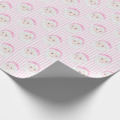 Preppy  roze kerstmuts roze strepen cadeaupapier (Hoek)