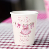 Preppy roze kleding op een lijn baby shower custom papieren bekers