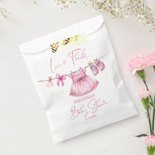 Preppy roze kleding op een lijn meisjes baby showe bedankzakje