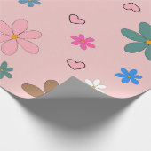 Preppy Roze Kleurrijke Bloemhart Y2K Patroon Cadeaupapier (Hoek)