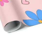 Preppy Roze Kleurrijke Bloemhart Y2K Patroon Cadeaupapier (Rol Hoek)