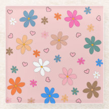 Preppy Roze Kleurrijke Bloemhart Y2K Patroon