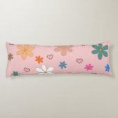 Preppy Roze Kleurrijke Bloemhart Y2K Patroon Lichaamskussen (Achterkant)