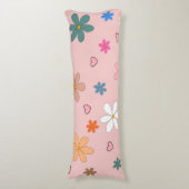 Preppy Roze Kleurrijke Bloemhart Y2K Patroon Lichaamskussen (Voorkant Verticaal)