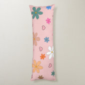 Preppy Roze Kleurrijke Bloemhart Y2K Patroon Lichaamskussen (Achterkant (Verticaal))