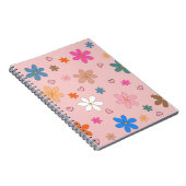 Preppy Roze Kleurrijke Bloemhart Y2K Patroon Notitieboek (Rechterzijde)