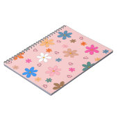 Preppy Roze Kleurrijke Bloemhart Y2K Patroon Notitieboek (Linkerzijde)
