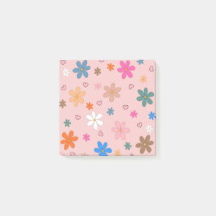 Preppy Roze Kleurrijke Bloemhart Y2K Patroon Post-it® Notes