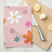 Preppy Roze Kleurrijke Bloemhart Y2K Patroon Theedoek (Quarter Fold)