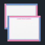 Preppy Roze & Korenbloem Blauwe Naam Briefpapier Notitiekaartje<br><div class="desc">Dit ontwerp biedt ruimte voor een naam met een preppy randontwerp. Klik op de knop aanpassen als u de afbeeldingen wilt verplaatsen/schalen en de tekst verder wilt wijzigen! Variaties van dit ontwerp, extra kleuren en coördinerende producten zijn beschikbaar in onze winkel, zazzle.com/store/doodlelulu. Neem contact met ons op als u dit...</div>