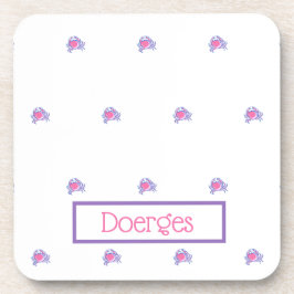Preppy roze krab gepersonaliseerd bier onderzetter