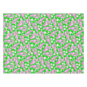 Preppy Roze Kreeft & Bloemengroen Kustchic Tafelkleed (Voorkant (Horizontaal))