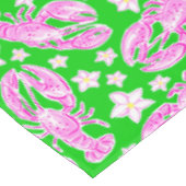 Preppy Roze Kreeft & Bloemengroen Kustchic Tafelkleed (Gekanteld)