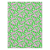 Preppy Roze Kreeft & Bloemengroen Kustchic Tafelkleed (Voorkant)