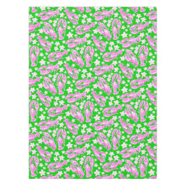 Preppy Roze Kreeft & Bloemengroen Kustchic Tafelkleed