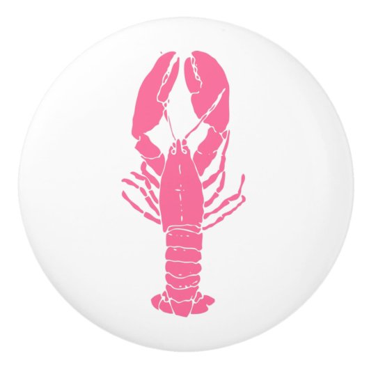 Preppy Roze Kreeft op Wit Keramische Knop (Voorkant)