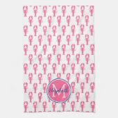 Preppy roze kreeften op wit met marine monogram theedoek (Verticaal)
