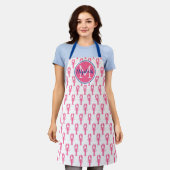 Preppy Roze Kreeften op Wit Met Navy Monogram Schort (Gedragen)