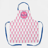 Preppy Roze Kreeften op Wit Met Navy Monogram Schort (Voorkant)